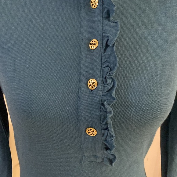 Tory Burch Women's Teal Ruffle Button-Up Top size XS - Picture 3 of 6